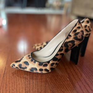 Aldo leopard print heels, suede/velvet.